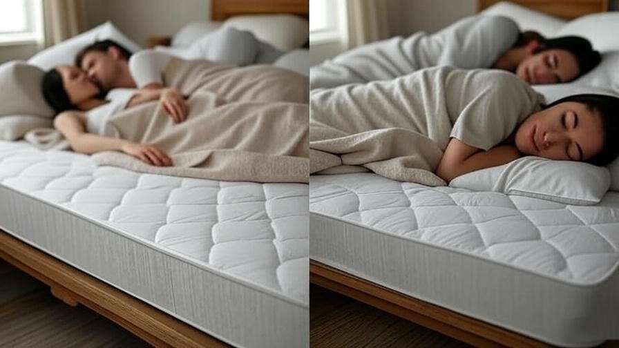 Split-screen of side, back, and stomach sleepers on latex mattresses, showing spinal alignment for all styles.
