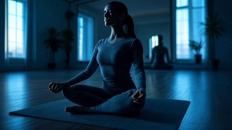 Person practicing yoga for stress relief and better sleep quality.