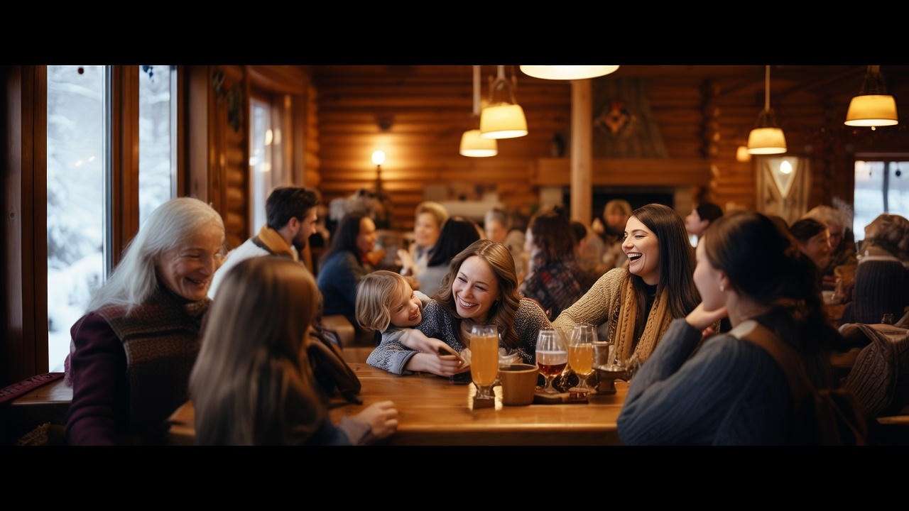 Cozy tavern interior with diverse people laughing, reflecting the warm community vibe of Happy's Place on NBC 2024-25.

