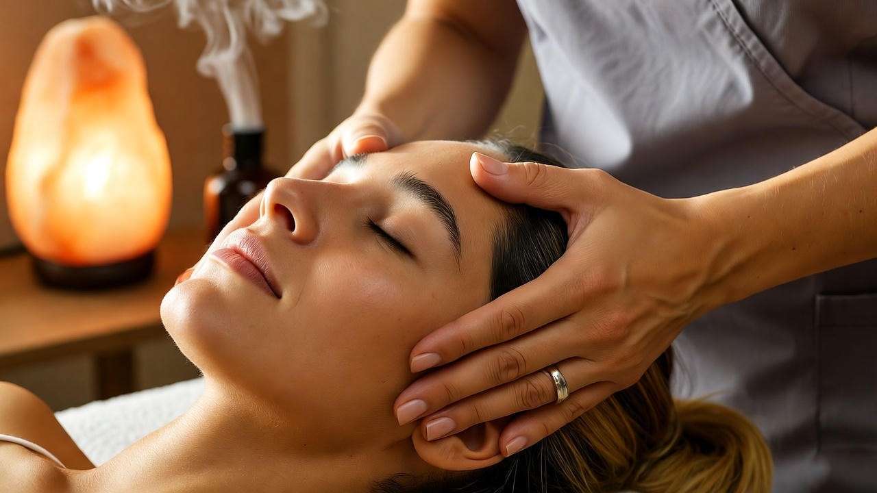 certified therapist performing cranio-dream wave technique in dream spa massage
