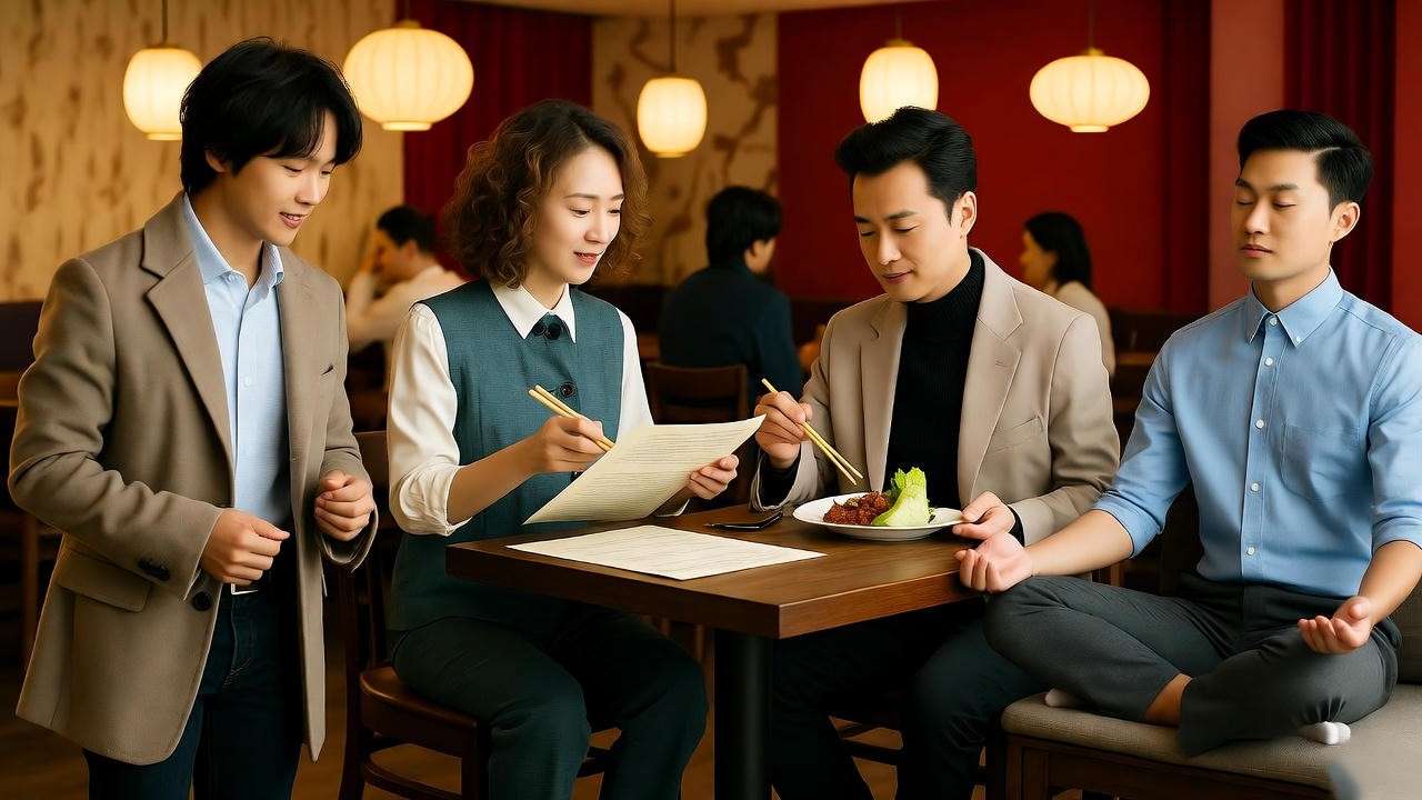 Journey at Happy China Restaurant: arriving, ordering, dining, and meditating in a cozy ambiance.