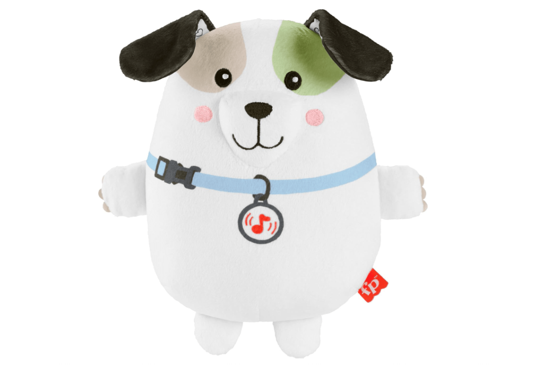 ​Fisher-Price Baby Toy Calming Vibes Puppy Soother Plush Portable Sound Machine with Vibrations for Newborns 0+ Months 
