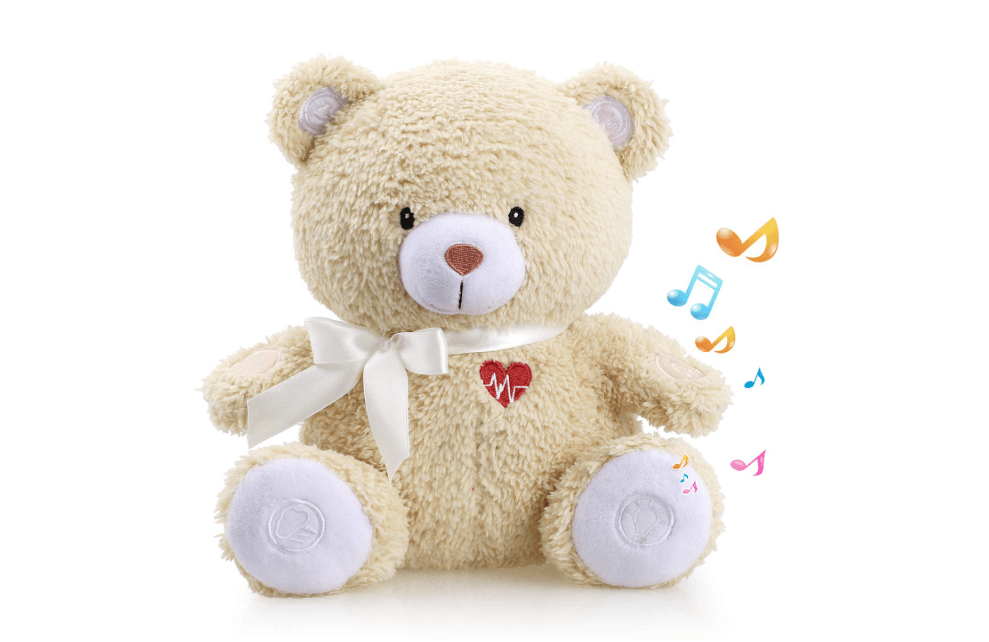 BEREST Sleeping Bear Baby Sleep Soother- Mom's Heartbeat White Noise Machine Infant Stuffed Animal Bear Toy Sleeping Aid, Nursery Decor with Baby Cry...
