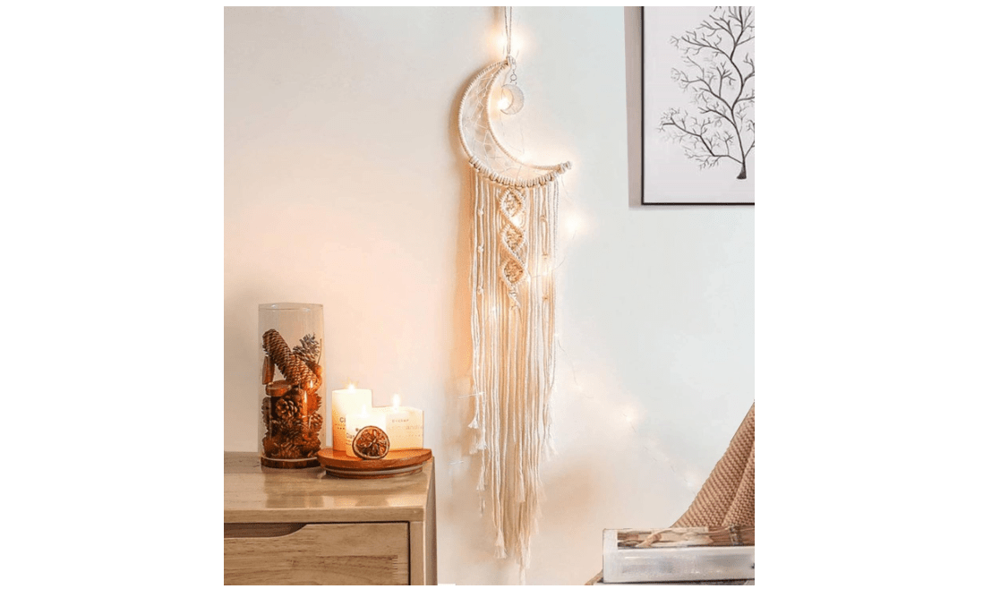 Dream Catchers, Moon Dream Catcher with Lights-Macrame Dreamcatcher Bedroom Wall Decor,Dream Catcher Girls Room Decor Teenager,Moon Gifts Dream Catchers for... 