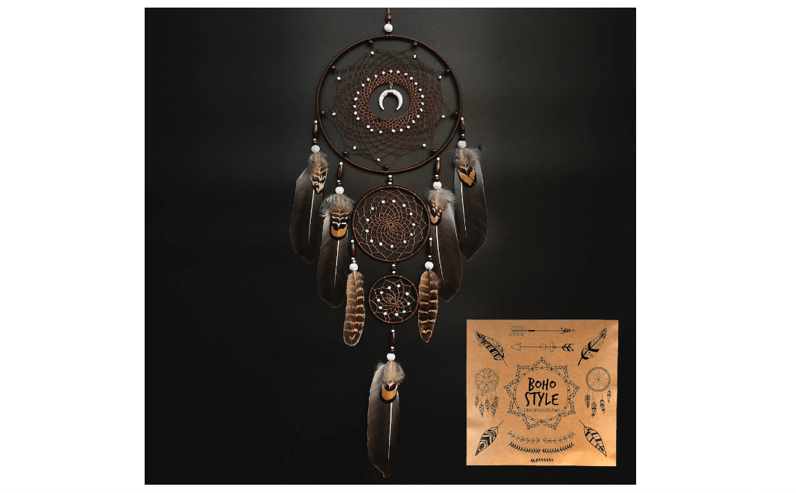 Urdeoms Large Dream Catchers for Bedroom Adult Brown Boho Dream Catcher Wall Decor with Turquoise Hanging Ornament Teen Dorm Room Decor Festival Gift (NO.9) 