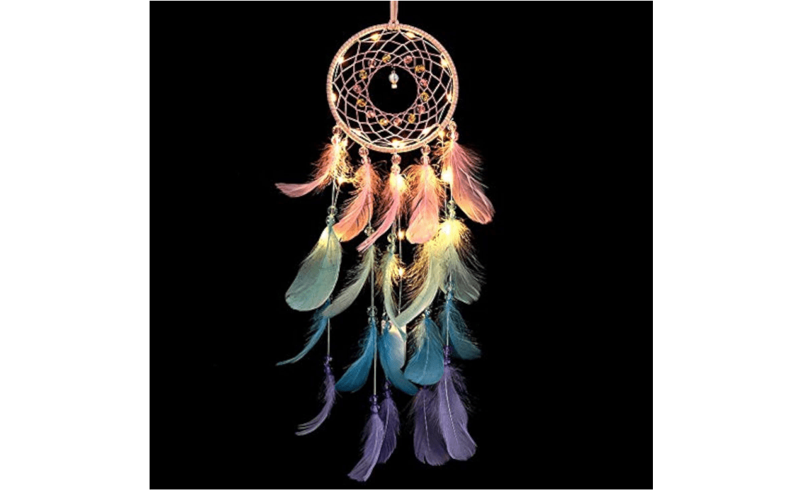 Crosszen Dream Catcher Wall Decor, Handmade Dream Catcher with LED Light, Colorful Feather Dream Catchers Wall Decor, Dreamcatchers Gift for Girls Kids Women
