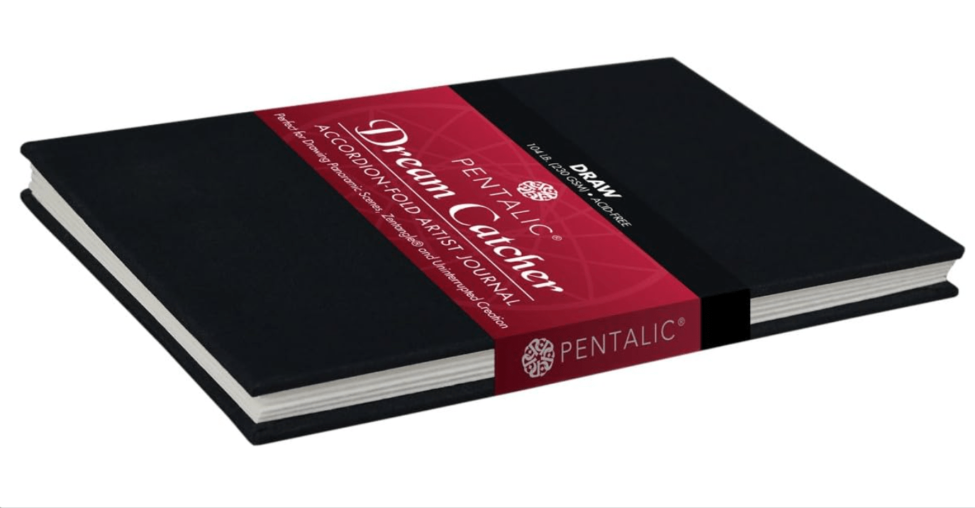 Pentalic 4" x 6" Dream Catcher Accordion Fold Artist Journal, Drawing, 18 Pages, Black 
