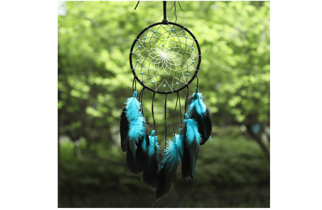 PWYXSA Dream Catcher Handmade Blue Feather Dreamcatchers Wall Hanging Ornament for Kids Home Decoration Girl Bedroom Craft Gift