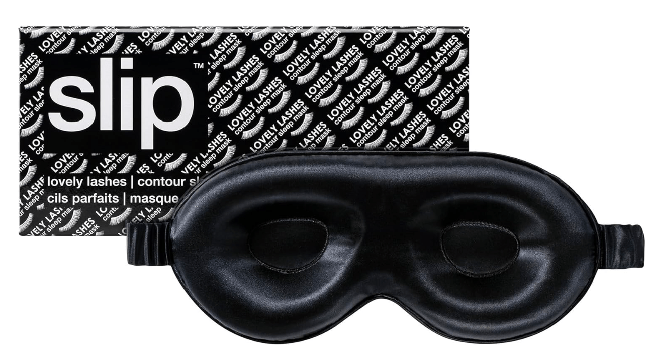 slip Contour Sleep Mask | 100% Pure Mulberry Silk, Ultra Soft | Contoured Design, Prevents Eye Pressure | Adjustable Strap, Ideal for Travel - Black