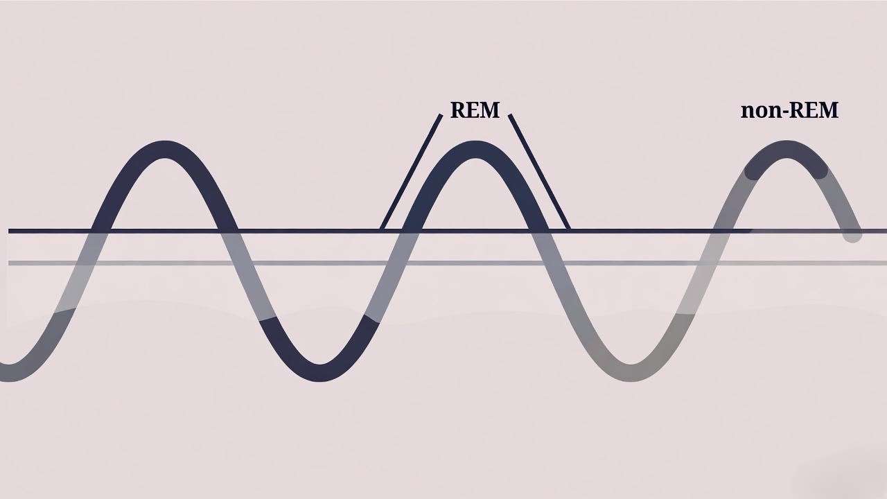 Infographic illustrating newborn sleep cycle with REM and non-REM stages.