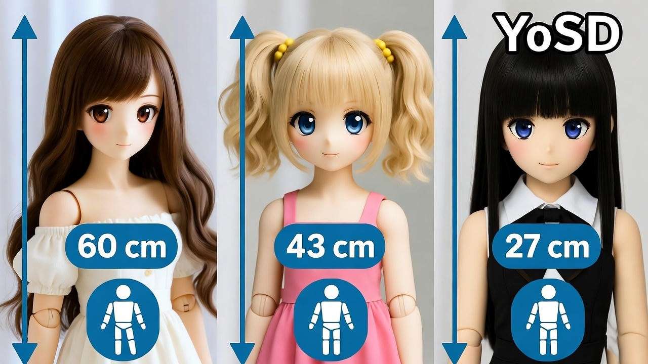 Size comparison of Mini Dollfie Dream with Dollfie Dream and YoSD