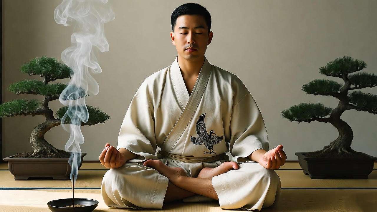 Meditation practice enhanced by comfortable happi coat for mindfulness 