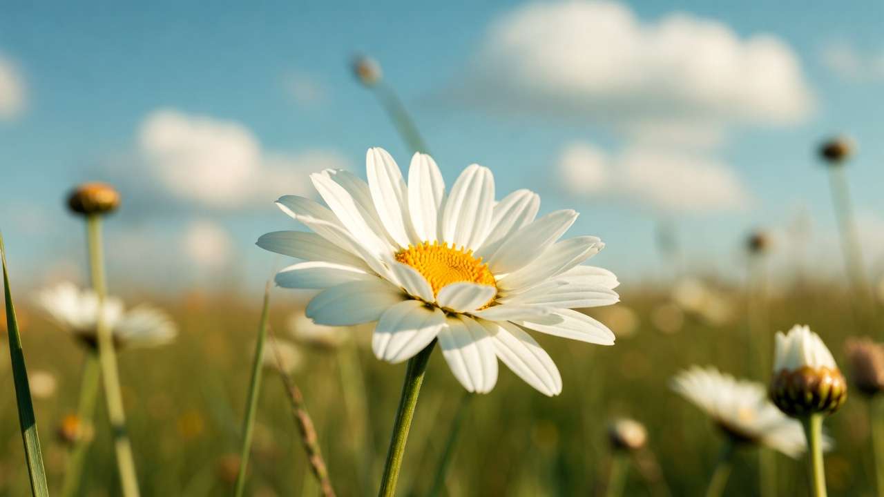 Daisy dreamer visualization concept with a calm white daisy symbolizing gentle sleep practice.
