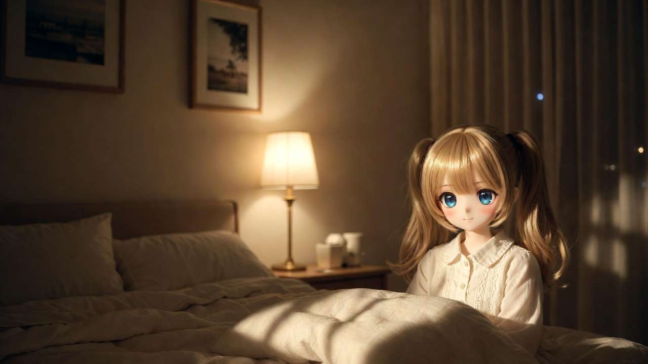 Dollfie Dream Doll in a calming bedroom environment supporting relaxation.