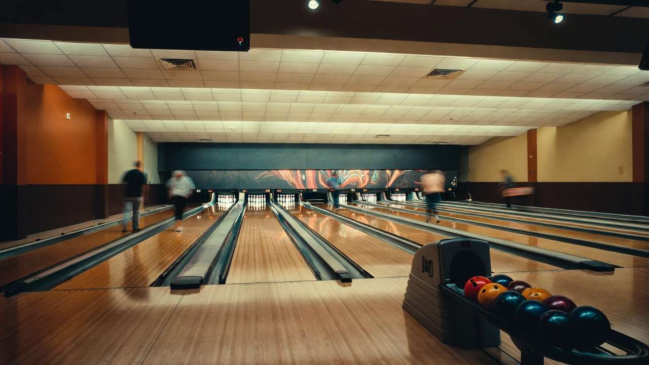 Interior view of Dream Lanes Madison Wisconsin bowling alley with relaxed atmosphere.