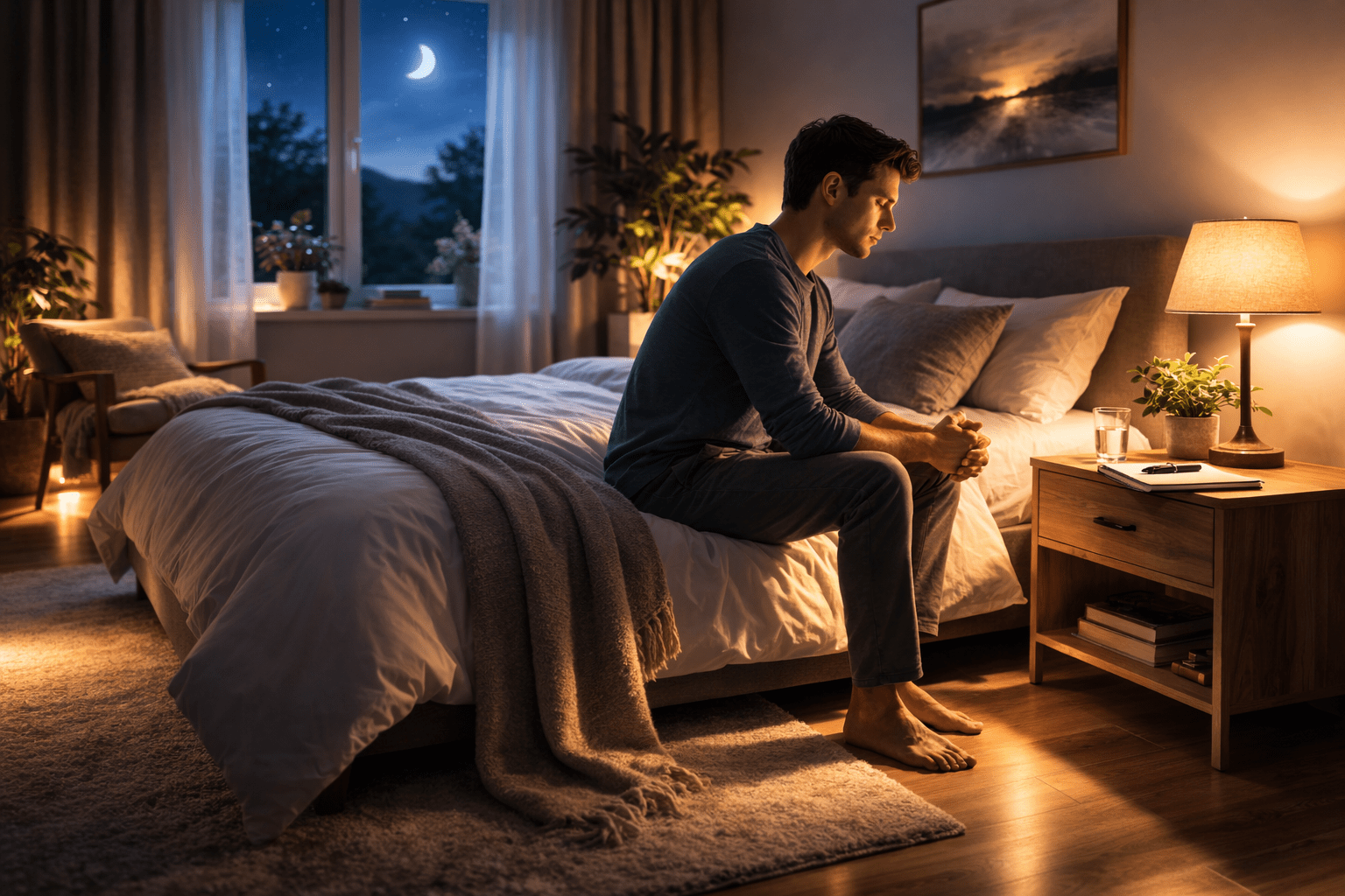 Setting a dream scheduler through calm nighttime intention before sleep.

