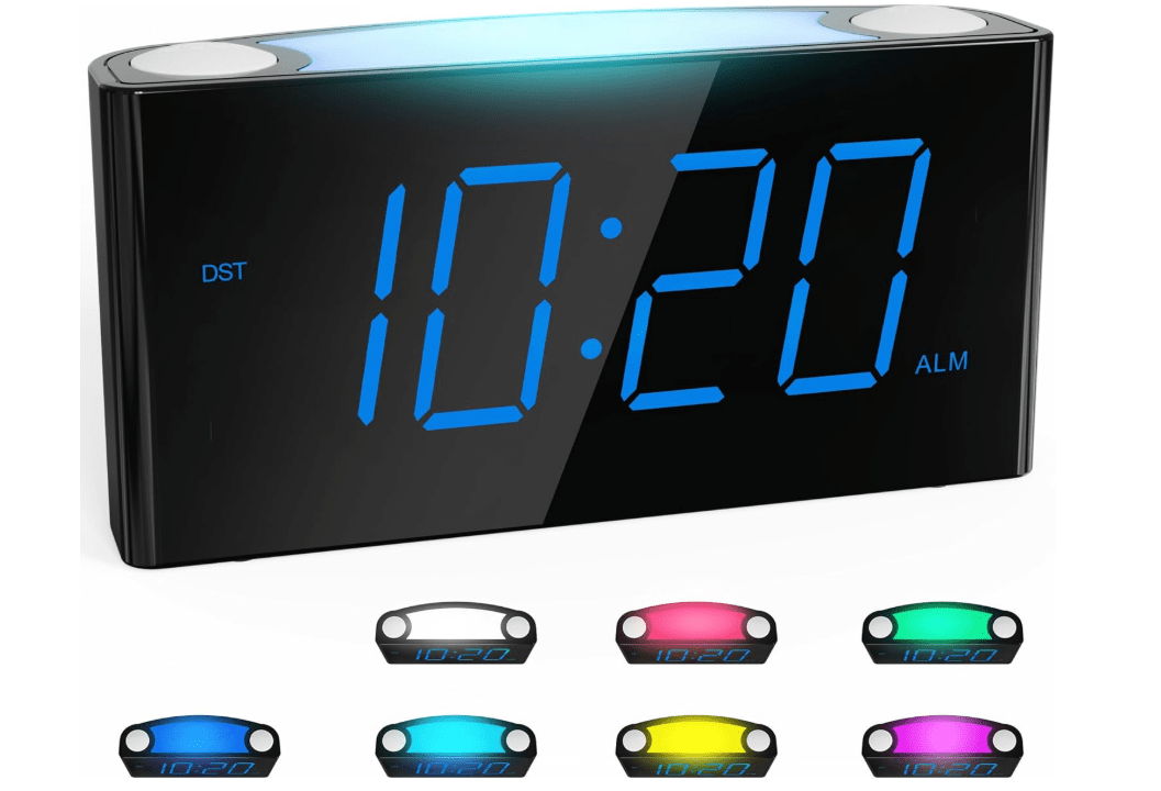 Rocam Digital Alarm Clock for Bedrooms - Large 7.5'' LED Display with Dimmer, Snooze, 7 Color Night Light, Easy to Set, USB Chargers, Battery Backup...
