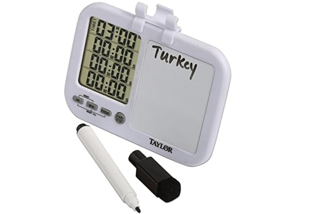Taylor 5849 Four-Event Digital Timer with Whiteboard for School, Learning, Projects, and Kitchen Tasks, white
