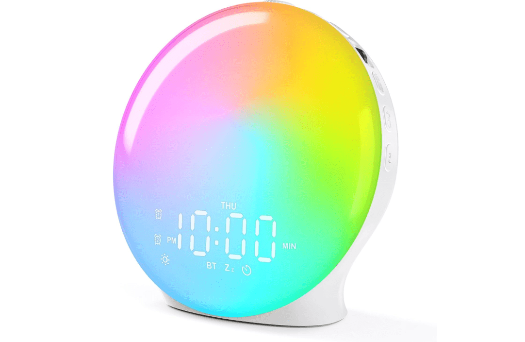 Wake Up Light Sunrise Alarm Clock for Bedroom, 17 Nightlights, Sound Machine with 5W Bluetooth Speaker, 25 Soothing Sounds, SleepTimer, Dual Alarms, FM... 