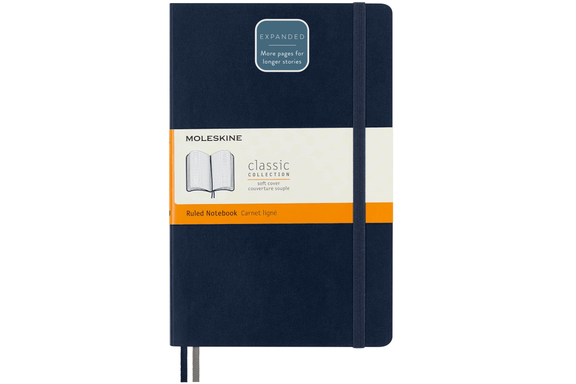 Moleskine "Moleskine Classic Expanded Notebook, Soft Cover, Large (5"" x 8.25"") Ruled/Lined, Sapphire Blue, 400 Pages", red 