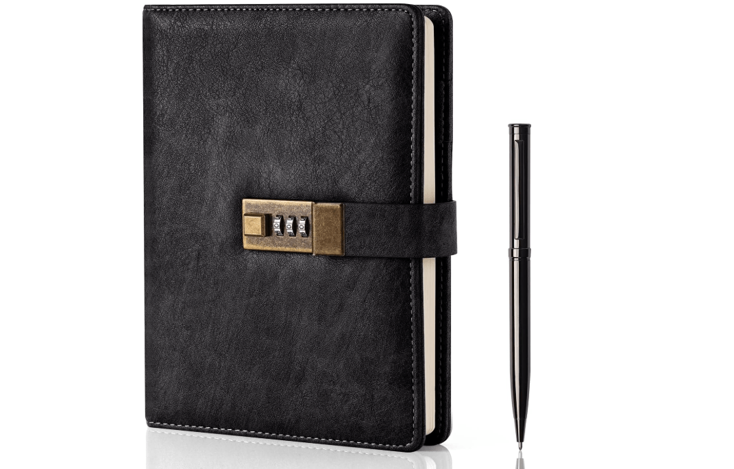 WEMATE Diary with Lock, A5 PU Leather Journal with Lock 240 Pages, Vintage Locks Journal Password Notebook with Pen, Locks Diary Planner Organizer for Men...
