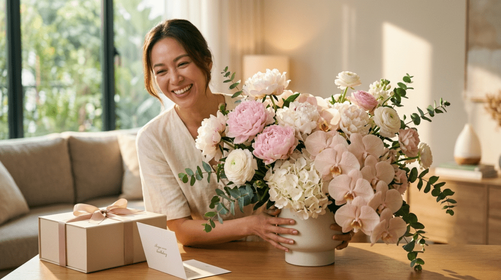 luxury elegant happy birthday flowers