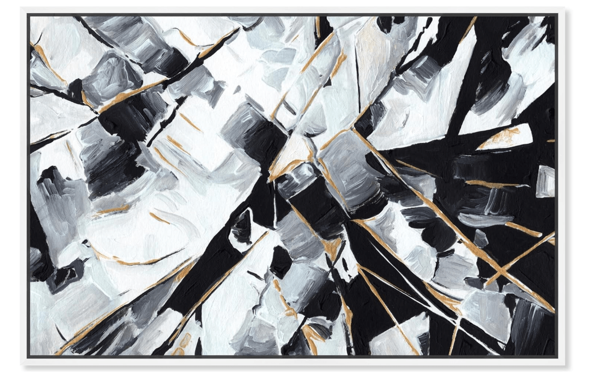 Art Remedy Ethereal Lines Canvas Black and White Art, White Frame, 30" x 20"